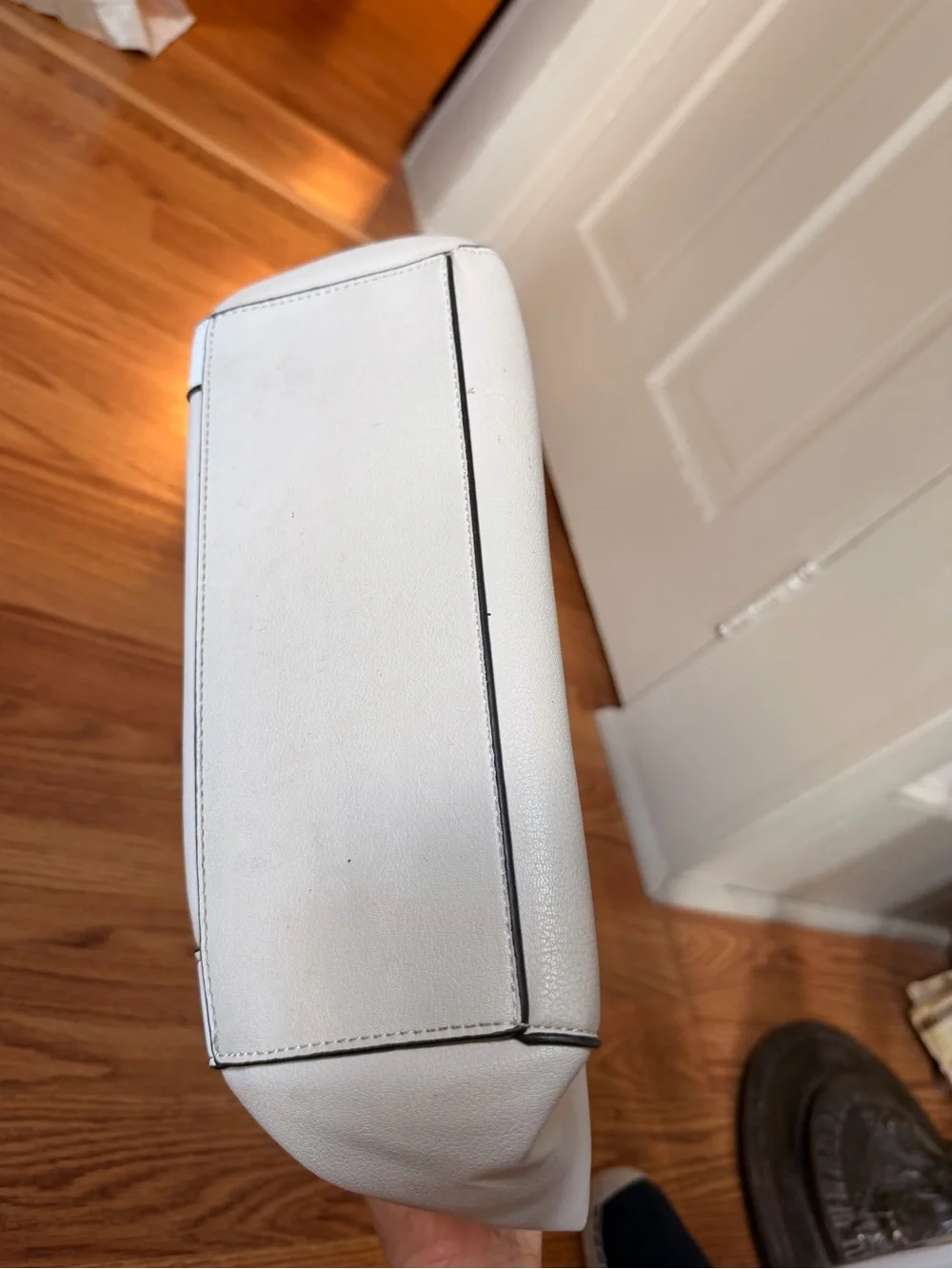 Nine West White Satchel with Taupe Handles